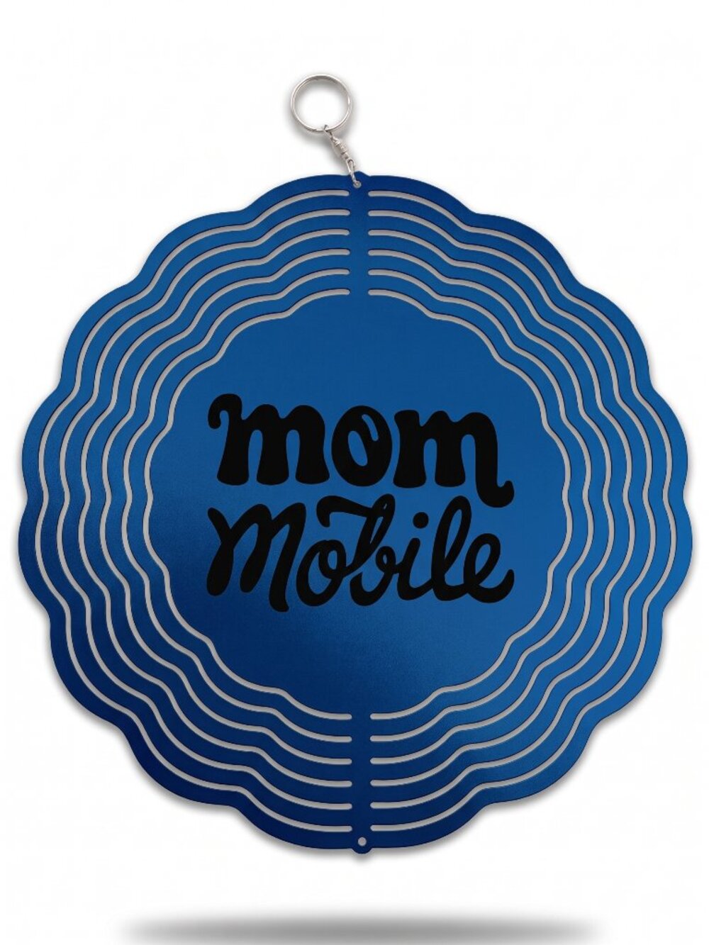 10" Mom Mobile Kinetic Wind Spinner - Blue Metal Hanging Garden Yard Decor